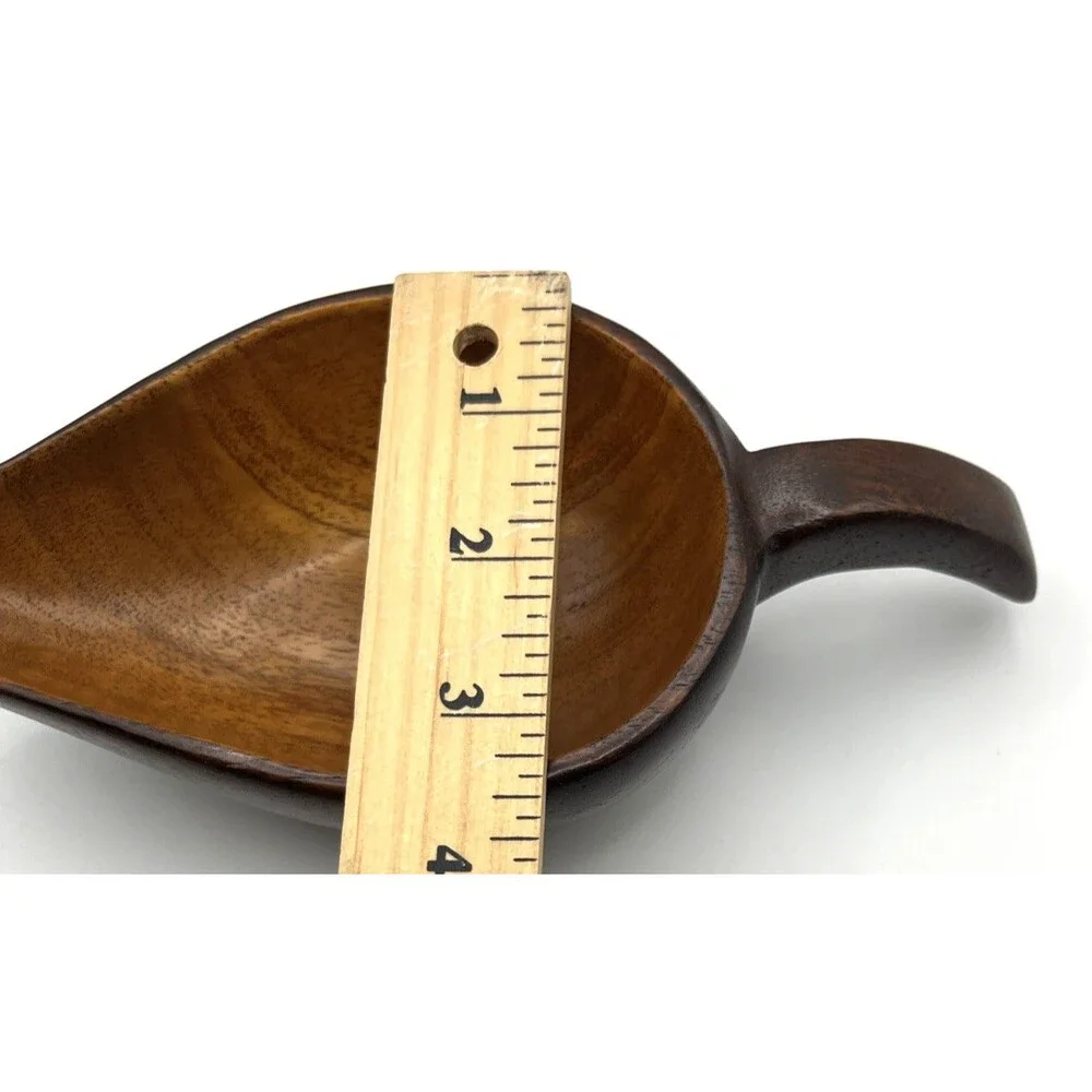 Vtg Hand Carved Teardrop Shape Rustic Wooden Serving Scoop Kitchen Decor